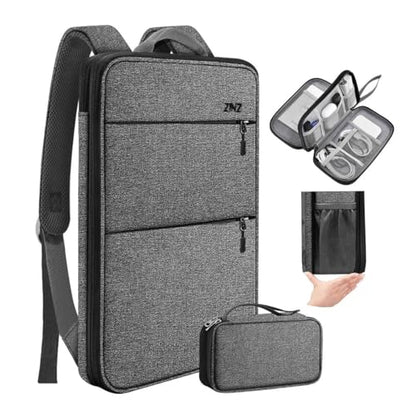 Travel Laptop Backpack with Small Case for 15-16 inch Notebooks, Slim & Expandable Computer Bag for College Business Commute for Men and Women,Dark Gray-Black - color: Dark Gray-black