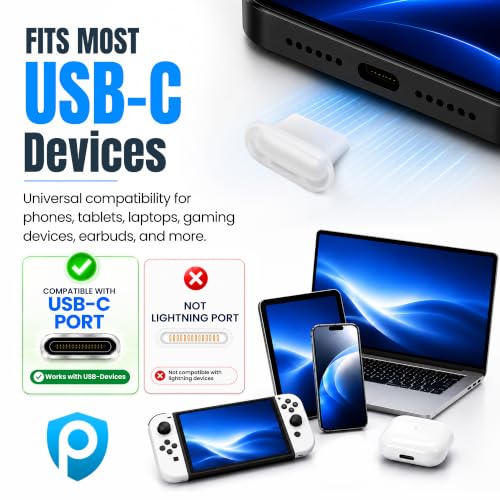 USB C Dust Plugs 10 Pack with Cleaning Brush, Charging Port Covers, Clear | Helps block dust, lint and debris, helps support reliable charging, snug low profile fit, durable flexible construction - color: Clear