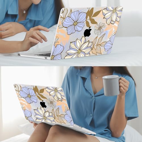 Mektron for 2026/2025/2024/2023 MacBook Air 15 INCH M5 A3448 /M4 A3241 /M3 A3114 /M2 A2941 Case, Printed Plastic Hard Shell Cover with 15.3" Liquid Retina Display Touch ID, Abstract Floral - color: Abstract Floral