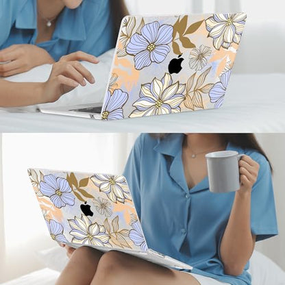 Mektron for 2026/2025/2024/2023 MacBook Air 15 INCH M5 A3448 /M4 A3241 /M3 A3114 /M2 A2941 Case, Printed Plastic Hard Shell Cover with 15.3" Liquid Retina Display Touch ID, Abstract Floral - color: Abstract Floral
