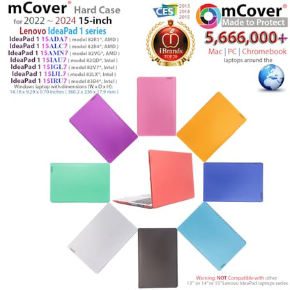 mCover Case Compatible ONLY for 2022-2024 15" Lenovo IdeaPad 1 Series (15ADA7 / 15AMN7 / 15ALC7 / 15IAU7 / 15IGL7 / 15IJL7 / 15IRU7) Windows Laptops (NOT Fitting Any Other Models)- Aqua - color: Aqua