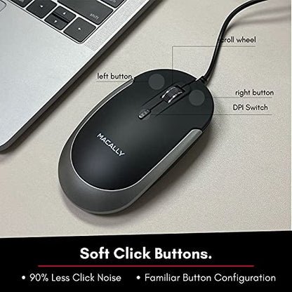 Macally Backlit Compact Keyboard and a Wired Computer Mouse, Sleek and Clean