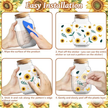 UV DTF Cup Wraps Transfer Stickers Christian Sunflowers and Butterflies, 10 Sheets Waterproof Custom Vinyl Transfer Sticker 16oz Coffee Glass Cup Tumbler Bottle Mug Decals for Men Women | Waterproof UV DTF Stickers, Custom Vinyl Decals for 16oz Coffee Cup