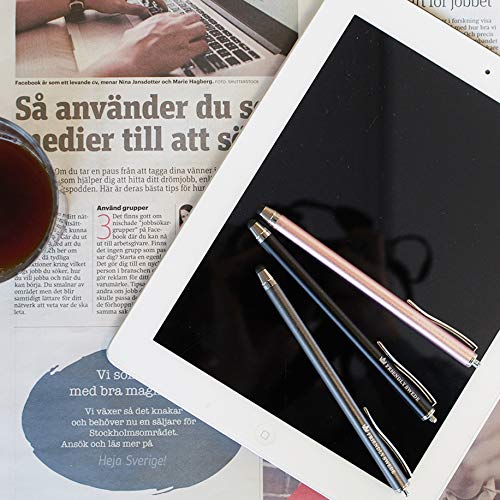 The Friendly Swede Stylus Pen for Touchscreen with Replaceable Thin Tips | 3 Spare Rubber Tips, 3 Elastic Lanyards, Microfiber Cleaning Cloth, 3-Pack 5.5" High Precision Stylus Pen, Gold/Silver/Black - color: Gold/Silver/Black