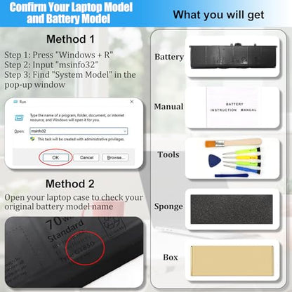 GT83D Battery Replacement for Dell XPS 14 9440 Series Laptop Battery 7T7DY N80X2 70Wh