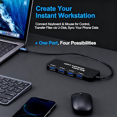 4-Port USB 2.0 Hub, Micro USB OTG Expander with HS8836AB Chip, 480Mbps Data Speed, Bus-Powered with Over-Current Protection, Plug and Play for Raspberry Pi, Older Android Tablets, PC & More - style: 4 USB Ports