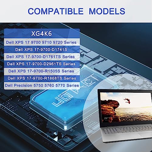 JOTACT XG4K6 97Wh Laptop Battery Replacement for Dell XPS 17 9700 9710 9720 17-9700-R1505S Precision 5750 5760 5770 Series 01RR3 0F8CPG F8CPG 0YY3V 5XJ6R KVPMY KRDHV 3ICP7/54/65-2 11.4V 6-Cell - size: 12.97*3.19*0.36 inch XG4K6