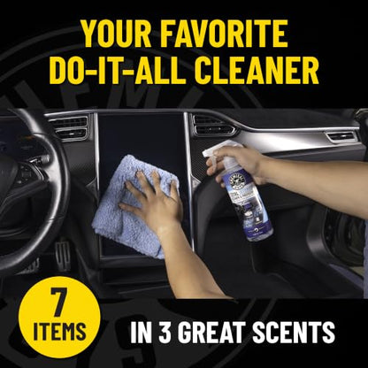 Chemical Guys Total Interior Cleaner Variety Kit With Storage Bag | 3 Scents, Fresh, New Car, & Black Cherry Scents, 3 Microfiber Towels, & Giftable Car Care Bag - size: 48 Fl Oz (Pack of 1), style: BAG KIT