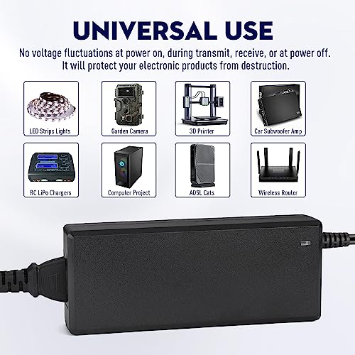 Facmogu 12V 10A Power Supply AC to DC Adapter, AC to DC Converter 100V-240V to 12V 10A 120W, 12 Volts 10 Amps Power Transformer 5.5x2.5mm & 5.5x2.1mm Tip, Desktop Regulated Power Adapter - size: 12V 10A (2 Prong Plug)