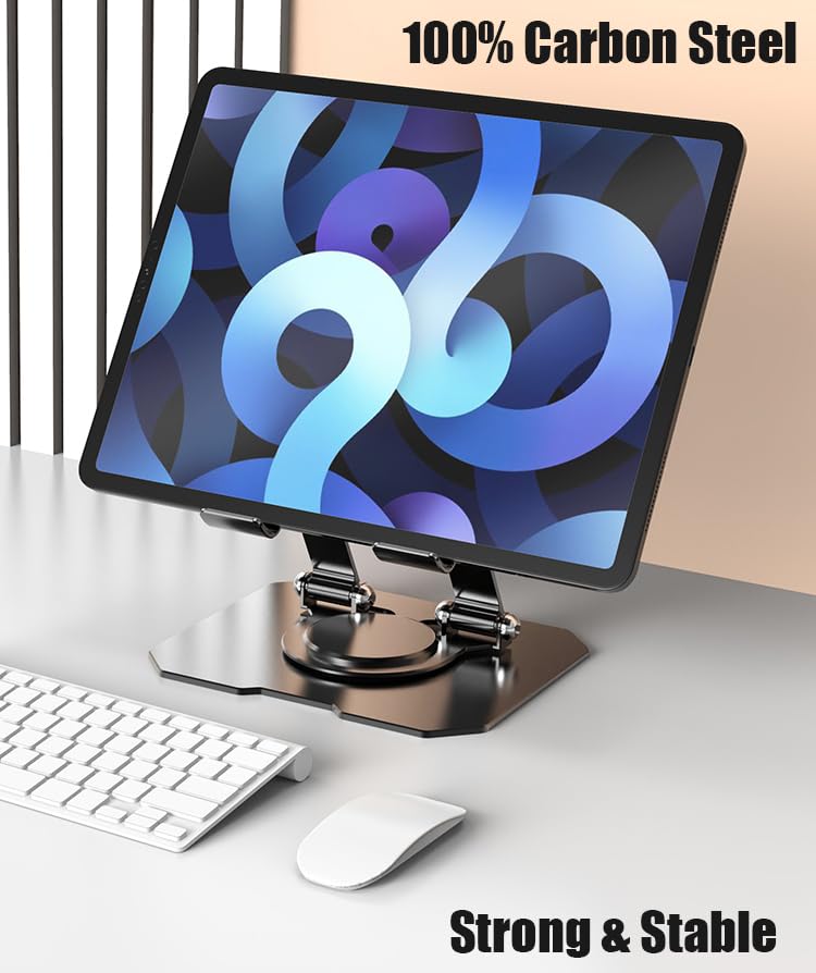 360° Rotating Tablet Desk Holder for All iPad/Tablets | Compatible with all iPad/Tablets - color: Silver
