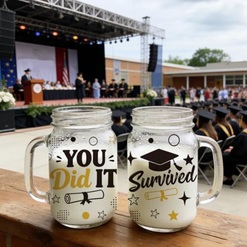 Peacoblue UV DTF Cup Wraps Transfer Stickers Graduation Season Pattern, 10 Sheets Waterproof Custom Vinyl Transfer Sticker 16oz Coffee Glass Cup Tumbler Bottle Mug Decals for Men Women - style: Graduation Season