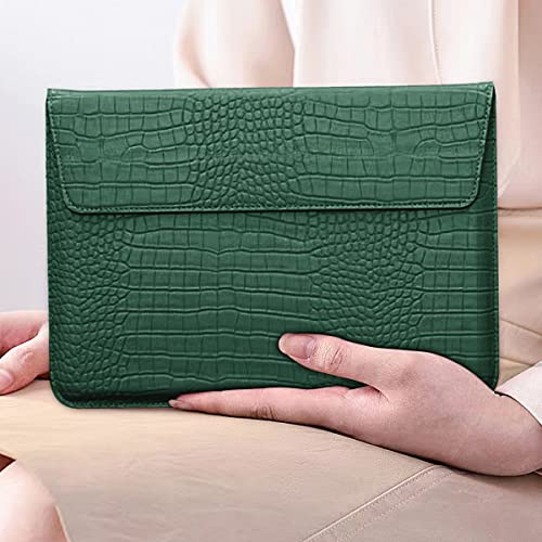 Laptop Sleeve Bag for 2023-2026 MacBook Air 15 inch A3448 M5 M4 M3 M2 Crocodile Grain PU Leather Flap Style Case Notebook Bag for Mac Pro 16 M1 A2485 A2141 2019-2026,Pro 15 2012-2019,Green - color: Green