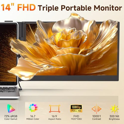 14" Laptop Screen Extender, 0.18" Ultra-Thin Laptop Monitor, Stable Damping Stand with 90° Rotation, 180° Rotation Dual Screen, Extra Compatible with Windows/Mac/Android/Switch/PS Fits 13"-17" Laptops - size: 14" Screen Extenders