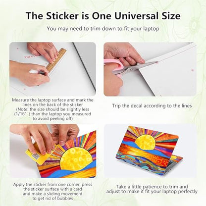 Laptop Skin Sticker Decal, Universal Reusable Vinyl Laptop Cover for 12" 13" 13.3" 14" 15" 15.4" 15.6" Notebook PC, Waterproof Scratch-Resistant with 2 Wrist Pads, Easy to Apply & Remove,A Art Sun - color: A Art Sun