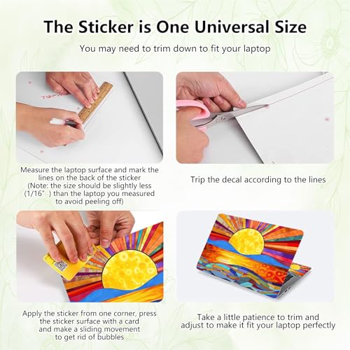 Laptop Skin Sticker Decal, Universal Reusable Vinyl Laptop Cover for 12" 13" 13.3" 14" 15" 15.4" 15.6" Notebook PC, Waterproof Scratch-Resistant with 2 Wrist Pads, Easy to Apply & Remove,A Art Sun - color: A Art Sun