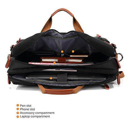 CoolBELL Convertible Backpack Messenger Shoulder Bag Laptop Case Handbag Business Briefcase Multi-Functional Travel Rucksack Fits 15.6 Inch Laptop for Men/Women (Black) - color: Black, size: 15.6 Inches
