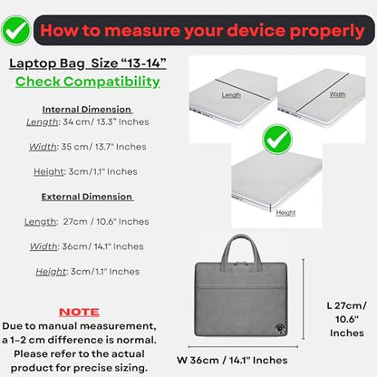 Light Grey Durable Laptop Shoulder Bag 13-14 Inch ONLY MacBook Pro 13 Intel M1 HP EliteBook 840 G7 G8 G9 Lenovo Yoga 7i 9i ThinkPad X13 T14 ASUS Chromebook Flip C434 Shockproof Professional - color: Light Grey, size: Small-Med 13-14 Inches