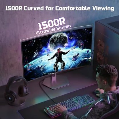 Hikers 27 Inch 240Hz Curved Gaming Monitor, FHD 1080P Computer Monitor | 4000:1 Contrast Ratio Fast VA with MPRT 1ms, 130% sRGB 1500R HDMI DP VESA 100×100, (G27H1F, One HDMI Cable Included) - size: 27 inch