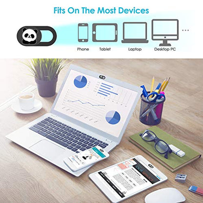 Laptop Camera Cover Slide, 0.02 Inch Ultra Thin Cute Panda Camera Cover for MacBook Pro Laptops Smartphone Mac PC Tablets for Echo Spot Show, Webcam Cover Protecting Your Visual Privacy (Panda-Black) - color: Black - 3 Pack