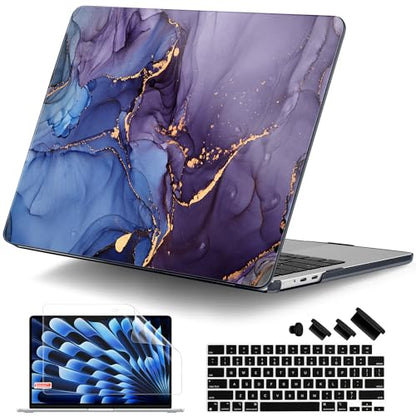 DONGKE for MacBook Air 13 Inch Case M5 2026 M4 2025 M3 M2 2024-2022 A3449 A3240 A3113 A2681, Plastic Hard Shell & Keyboard Cover & Screen Film for MacBook Air 13.6 Inch Case - Abstract Marble - color: Abstract Marble