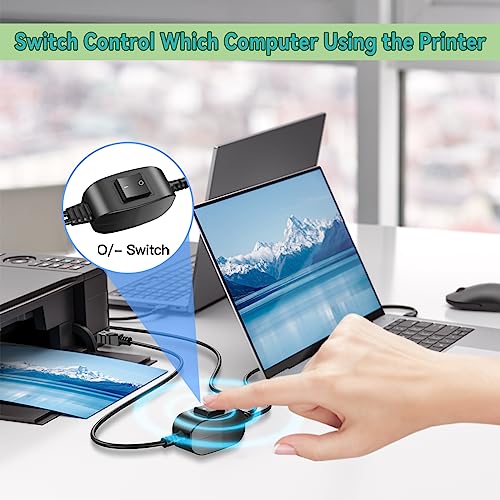 Herfair Printer Cable Splitter 1 in 2 Out Printer Splitter for Two Computers USB-B Male to Dual USB Male Y Cable for Two Computers Share One Printer/Scanner/Fax Machine - 2.5M/8FT, Black - size: 2.5