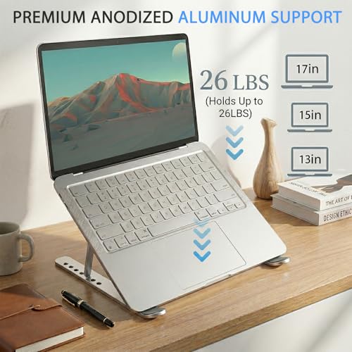 Laptop Cooling Stand with Dual RGB Fans, 7-Level Adjustable Height, Aluminum Ergonomic Laptop Cooler for 11-17'' Notebook (Gray) - color: Gray