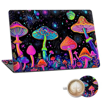 Laptop Skin Sticker Decal 15.6 Inch,12 13 13.3 14 15 15.6 in Laptop Netbook Skins for Notebook,Art Decal Removable Waterproof Scratch Resistant,Universal Vinyl Cover,Colorful Mushroom - color: Colorful Mushroom