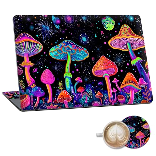Laptop Skin Sticker Decal 15.6 Inch,12 13 13.3 14 15 15.6 in Laptop Netbook Skins for Notebook,Art Decal Removable Waterproof Scratch Resistant,Universal Vinyl Cover,Colorful Mushroom - color: Colorful Mushroom