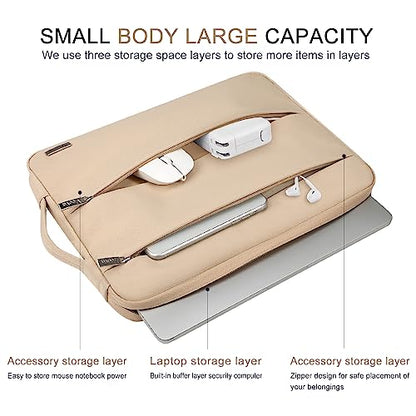 Voova 15.6 16 Inch Laptop Sleeve Case Compatible with MacBook Pro 16 M1/M2/M3/M4 Max 2019-2025, 15.6-16” Hp Lenovo Acer Asus, Waterproof Slim Computer Bag Cover with Handle, Apricot - color: Apricot, size: 15.6-16 Inch