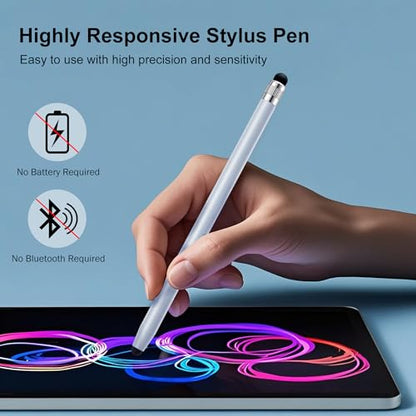 12Pcs Stylus Pen for Touchscreen, 2-in-1 Stylus Pen for iPad | High Precision & Sensitivity, Aluminum Body, Suitable for iPad/iPhone/Android Smartphones and Tablets and All Touch Screens