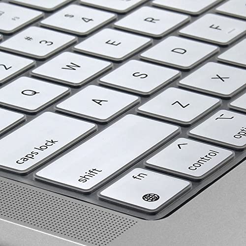 ProElife Keyboard Cover Skin for MacBook Air 13.6 inch 15 inch 2024 2023 2022 M3 M2 Chip A2681 A2941, Ultra Thin Keyboard Protector U.S Enter for 2024-2022 Air 13.6'' 15'' M3 M2 Accessory (White) | US Enter, Ultra Thin (0.26 mm), Silicone Protective Skin,
