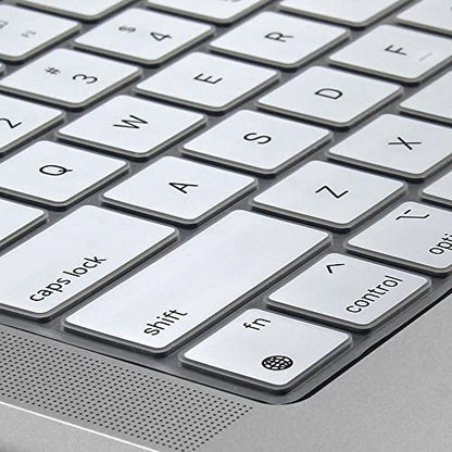 ProElife Keyboard Cover Skin for MacBook Air 13.6 inch 15 inch 2024 2023 2022 M3 M2 Chip A2681 A2941, Ultra Thin Keyboard Protector U.S Enter for 2024-2022 Air 13.6'' 15'' M3 M2 Accessory (White) | US Enter, Ultra Thin (0.26 mm), Silicone Protective Skin,