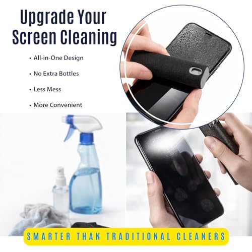 Screen Cleaner Kit 2 Pack, 3-in-1 Touchscreen Cleaner Spray with Microfiber Cloth, Refillable Mist Cleaner for Phone, Tablet, Laptop & Glass Screens