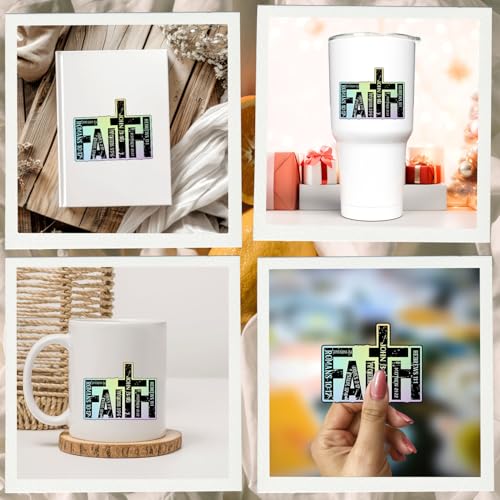 (3PCs) Faith Cross Bible Verse Sticker, Christian Bible Quotes Stickers, Inspirational Religious Quotes Vinyl Waterproof Scripture Stickers for Laptop Water Bottle Notebook Tumbler Journal 3x2.5 Inch - color: Faith Bible Verses