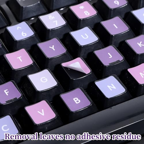 2pcs English Keyboard Stickers Laptop with Tweezer Universal Replacement English Laptop Keyboard Stickers Purple Background with White Lettering Sticker for PC Computer Desktop
