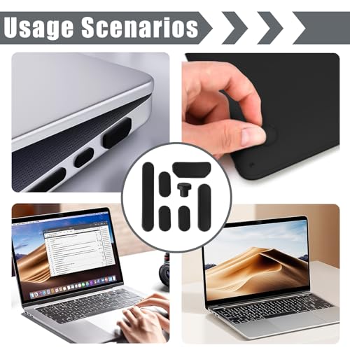 30 Pack Silicone Anti-Dust Port Plugs Kit, Trackpad & Webcam Protector Cover, Non-Slip Replacement Bottom Feet Compatible with M4 M3 M2 M1 Pro/Max 2021-2024 14.2" 16.2" - size: 30 Pcs for 2021-2024 14.2" 16.2" Pro/Pro Max