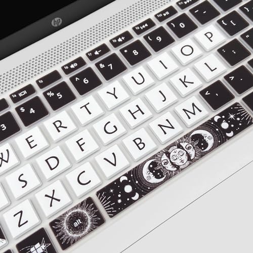 Cute Silicone Keyboard Cover for HP Pavilion x360 14 14-BA/BF/BW/CD/CF/DQ/DK/DH/DS/DF/FQ Series, 14-dk1013dx/dk1003dx/dk0002dx 14-dq1043cl 14-fq0013dx, Sun and Moon - color: Sun and Moon