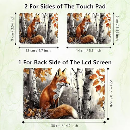 Laptop Skin Sticker Decal, Universal Reusable Vinyl Laptop Cover for 12" 13" 13.3" 14" 15" 15.4" 15.6" Notebook PC, Reusable Waterproof Scratch-Resistant with 2 Wrist Pads,Forest Art Fox - color: Forest Art Fox
