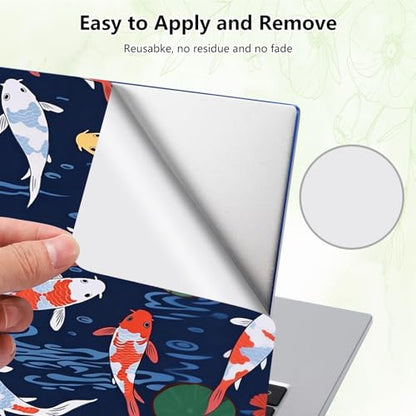 Laptop Skin Sticker Decal, Universal Reusable Vinyl Laptop Cover for 12" 13" 13.3" 14" 15" 15.4" 15.6" Notebook PC, Reusable Waterproof Scratch-Resistant with 2 Wrist Pads,Cute Koi Fishes - color: Cute Koi Fishes