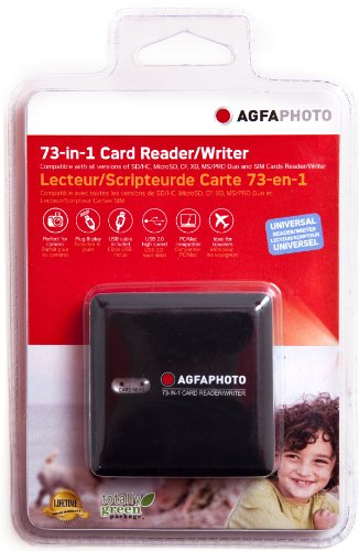 AGFA 73-in-1 Card Reader/Writer Compatible with All Versions of SD/HC, Micro SD, CF, XD, MS/Pro Duo and SIM Cards