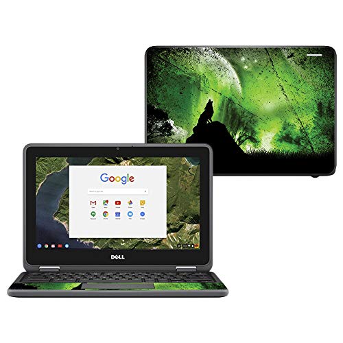 MightySkins Skin Compatible with Dell Chromebook 11" 3180 - Howling Wolf | Protective, Durable, and Unique Vinyl Decal wrap Cover | Easy to Apply, Remove, and Change Styles | Made in The USA - color: Howling Wolf