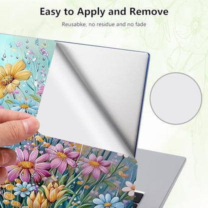 Laptop Skin Sticker Decal, Universal Reusable Vinyl Laptop Cover for 12" 13" 13.3" 14" 15" 15.4" 15.6" Notebook PC, Reusable Waterproof Scratch-Resistant with 2 Wrist Pads,Colourful Wildflowers Floral - color: Colourful Wildflowers Floral