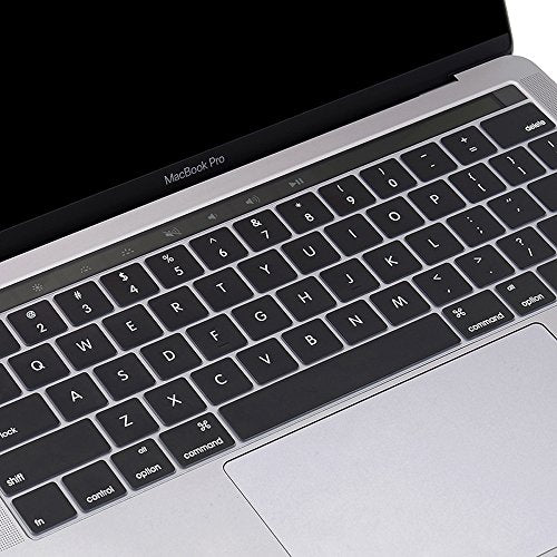 ProElife Premium Ultra Thin Silicone Keyboard Protector Cover Skin for MacBook Pro with Touch Bar 13-inch 15-inch (Model A1706, A1707, A1989, A1990, A2159) (2016 2017 2018 2019 Released) (Black) | Black, Ultra-Thin (0.26 mm), Silicone Protective Skin, Dus