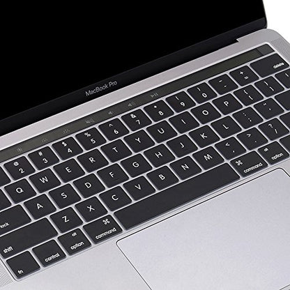 ProElife Premium Ultra Thin Silicone Keyboard Protector Cover Skin for MacBook Pro with Touch Bar 13-inch 15-inch (Model A1706, A1707, A1989, A1990, A2159) (2016 2017 2018 2019 Released) (Black) | Black, Ultra-Thin (0.26 mm), Silicone Protective Skin, Dus