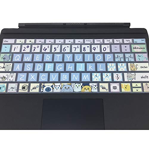 Silicon Keyboard Cover Skin for Microsoft Surface Pro 7/6/5, 2019，2018，2017 Keyboard,US Layout, Cute Cat - color: Cute Cat
