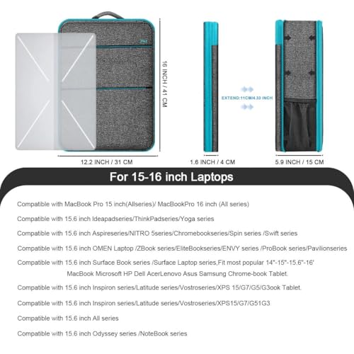 Travel Laptop Backpack with Small Case for 15-16 inch Notebooks, Slim & Expandable Computer Bag for College Business Commute for Men and Women,Light Gray-Blue - color: Light Gray-blue