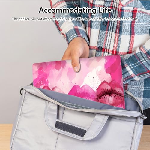 Universal Laptop Skin Sticker with 2 Wrist Pad Skins, Waterproof Scratch Resistant Vinyl Laptop Cover Decal, Cut to Fit for 11–15.6 Inch MacBook HP Dell Lenovo, Lips - color: Lips