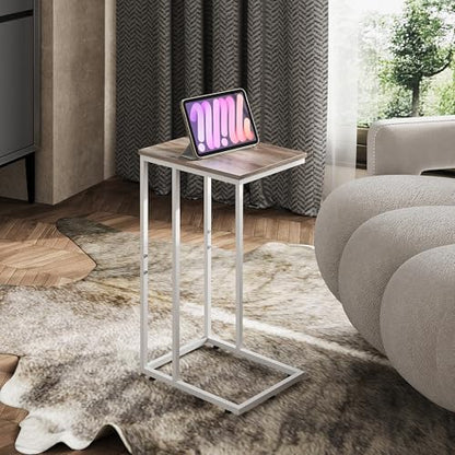 WLIVE Side Table, C Shaped End Table for Couch, Sofa and Bed, Large Desktop C Table for Living Room, Bedroom, Bedside, Creamy Greige - color: Greige