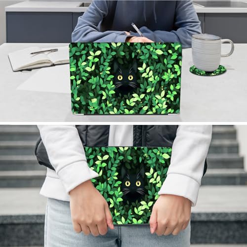 Laptop Skin Sticker Decal 12"-15.6" Universal Laptop/Notebook/Netbook Vinyl - Waterproof Scratch Resistant,Fits HP Dell Lenovo MacBook,2 Free Wrist Pads,Easy Apply & Remove,Cute Cat Grass - color: Cute Cat Grass