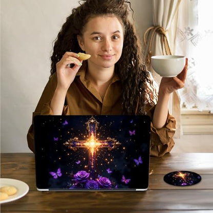 Laptop Skin Sticker Decal 15.6 Inch,12 13 13.3 14 15 15.6 in Laptop Netbook Skins for Notebook,Art Decal Removable Waterproof Scratch Resistant,Universal Vinyl Cover,Glitter Cross Flower - color: Glitter Cross Flower